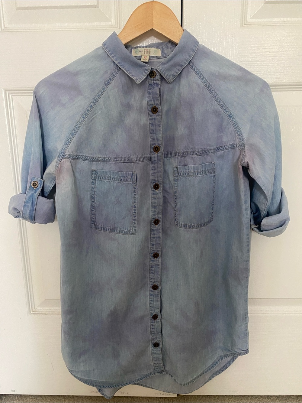 love, Fire Oversize Blue Tie Dye Button-Down Shirt